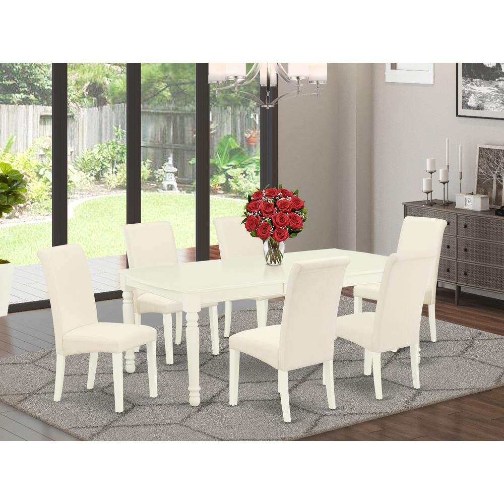 Dining Room Set Linen White, DOBA7-LWH-01. Picture 2