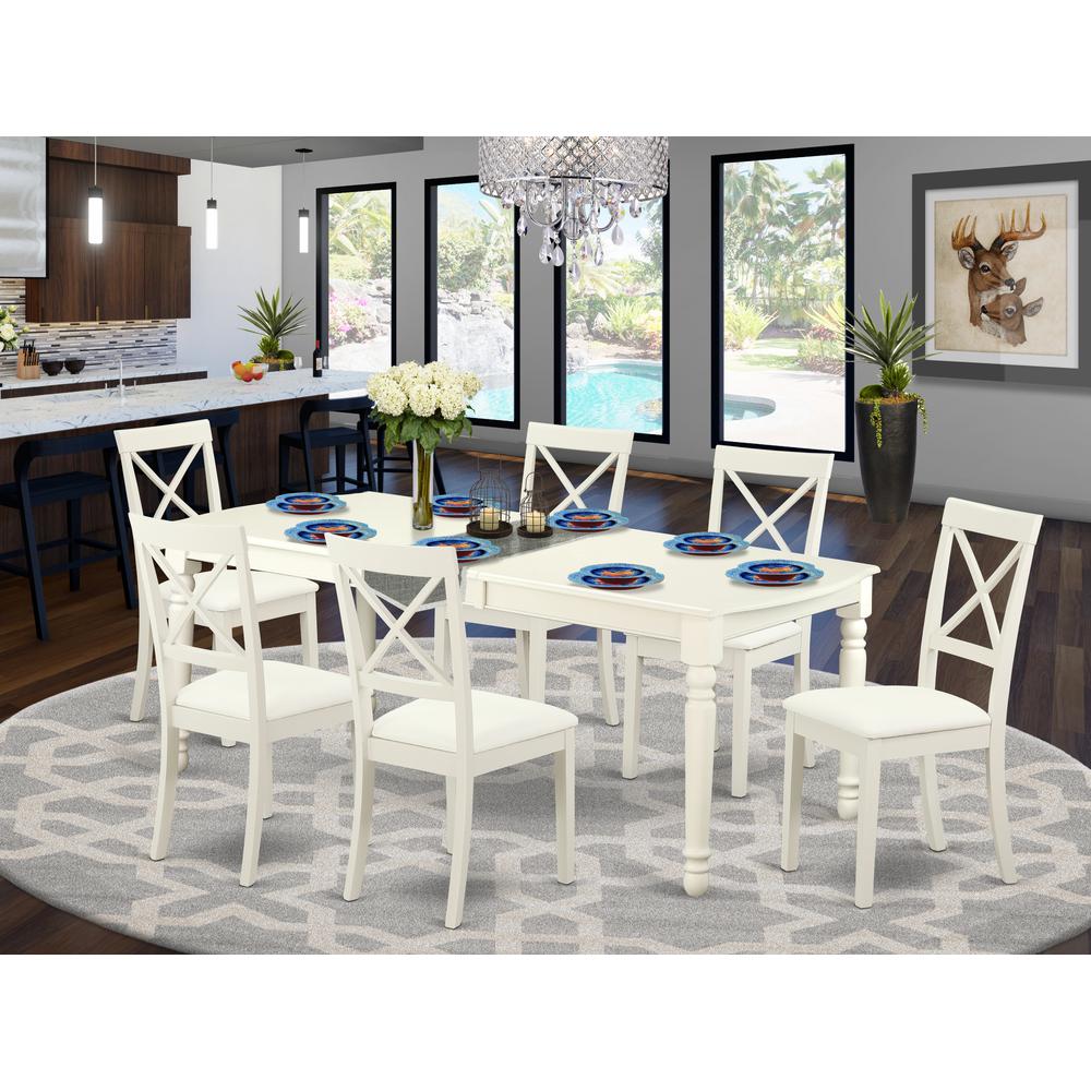 Dining Room Set Linen White, DOBO7-LWH-LC. Picture 2