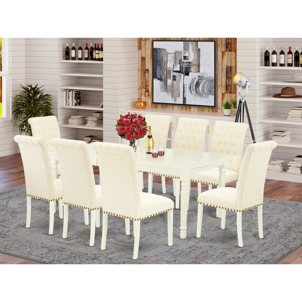 Dining Room Set Linen White, DOBR9-LWH-02. Picture 2
