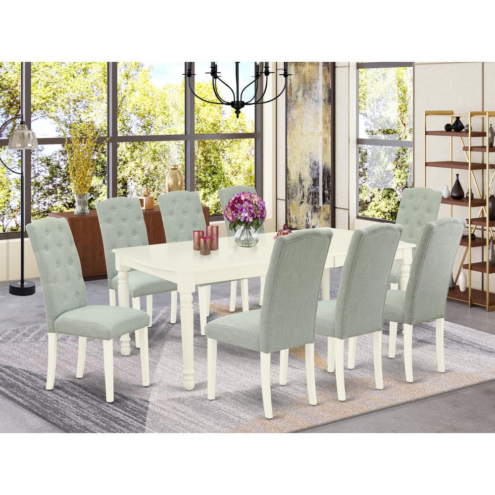 Dining Room Set Linen White, DOCE9-LWH-15. Picture 2