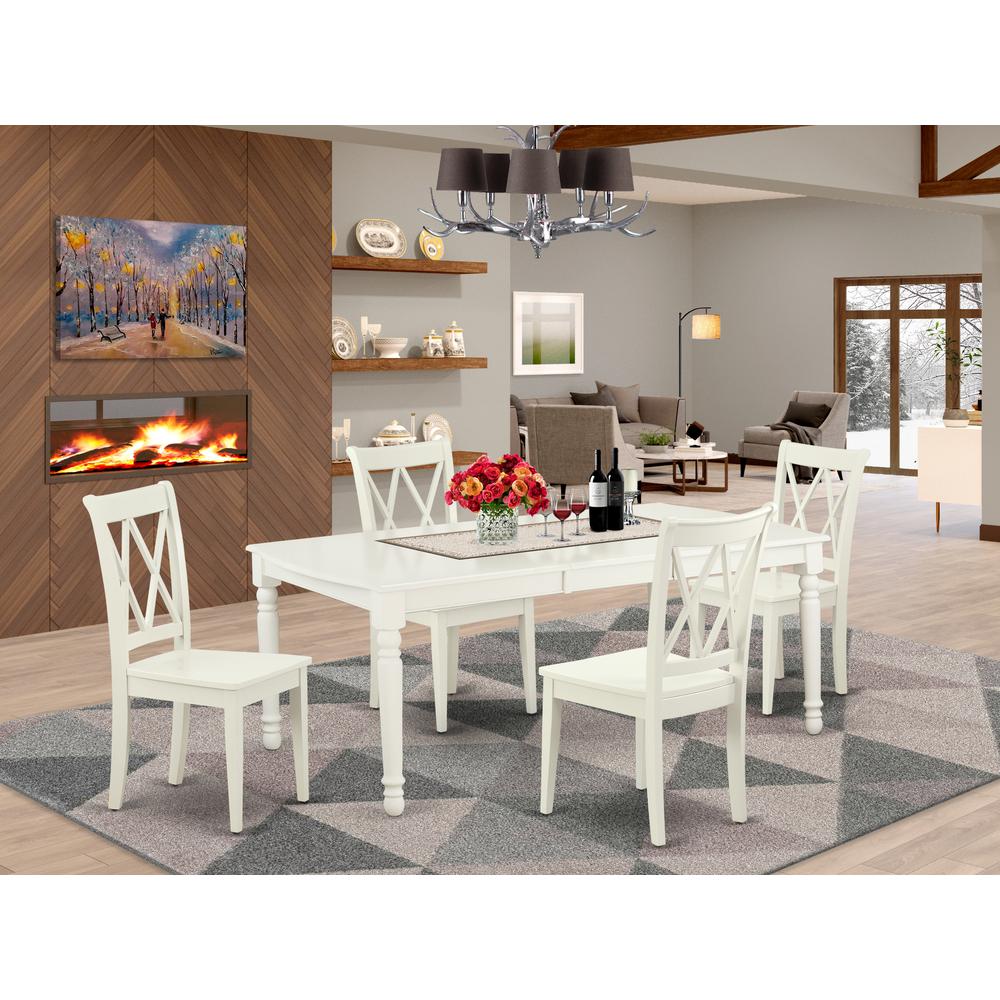 Dining Room Set Linen White, DOCL5-LWH-W. Picture 2