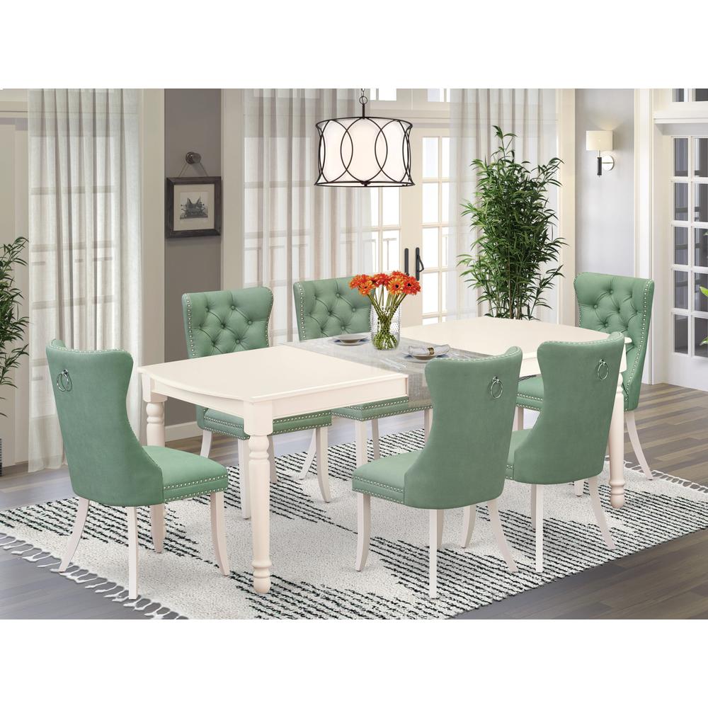 7 Piece Dining Room Set Contains a Rectangle Dining Table with Butterfly Leaf. Picture 7