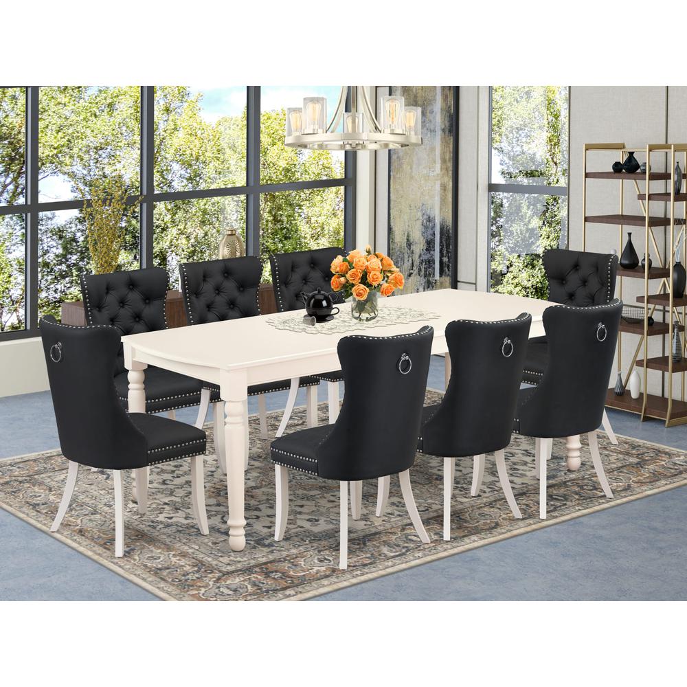 9 Piece Dinette Set Contains a Rectangle Dining Table with Butterfly Leaf. Picture 7