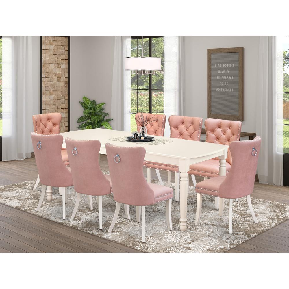 9 Piece Kitchen Set Contains a Rectangle Dining Table with Butterfly Leaf. Picture 7
