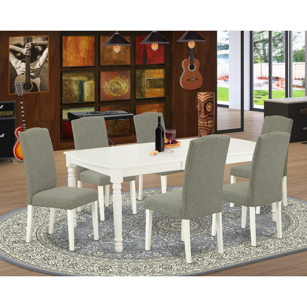 Dining Room Set Linen White, DOEN7-LWH-06. Picture 2