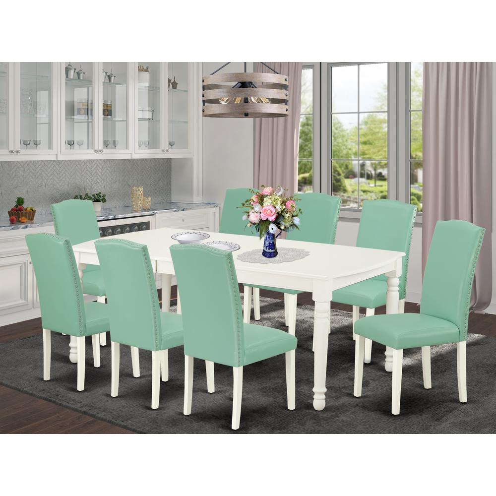 Dining Room Set Linen White, DOEN9-LWH-57. Picture 2