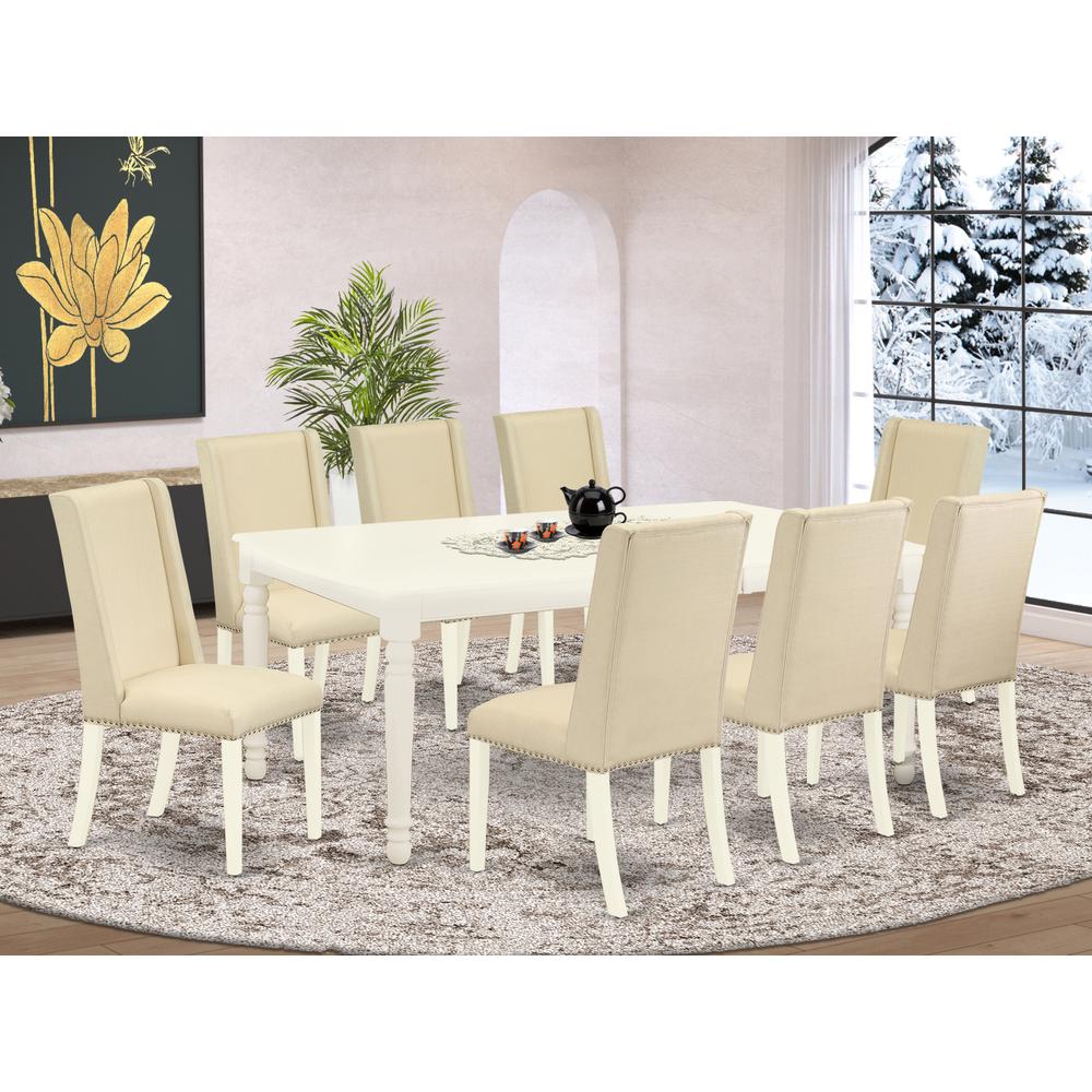 Dining Room Set Linen White, DOFL9-LWH-01. Picture 2