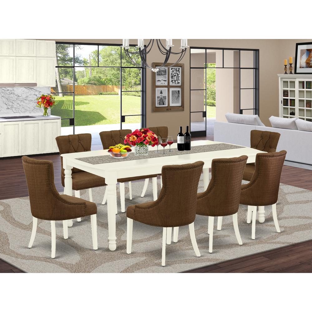 Dining Room Set Linen White, DOFR9-LWH-18. Picture 2