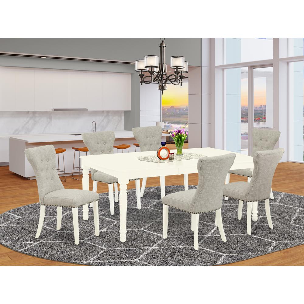 Dining Room Set Linen White, DOGA7-LWH-35. Picture 2