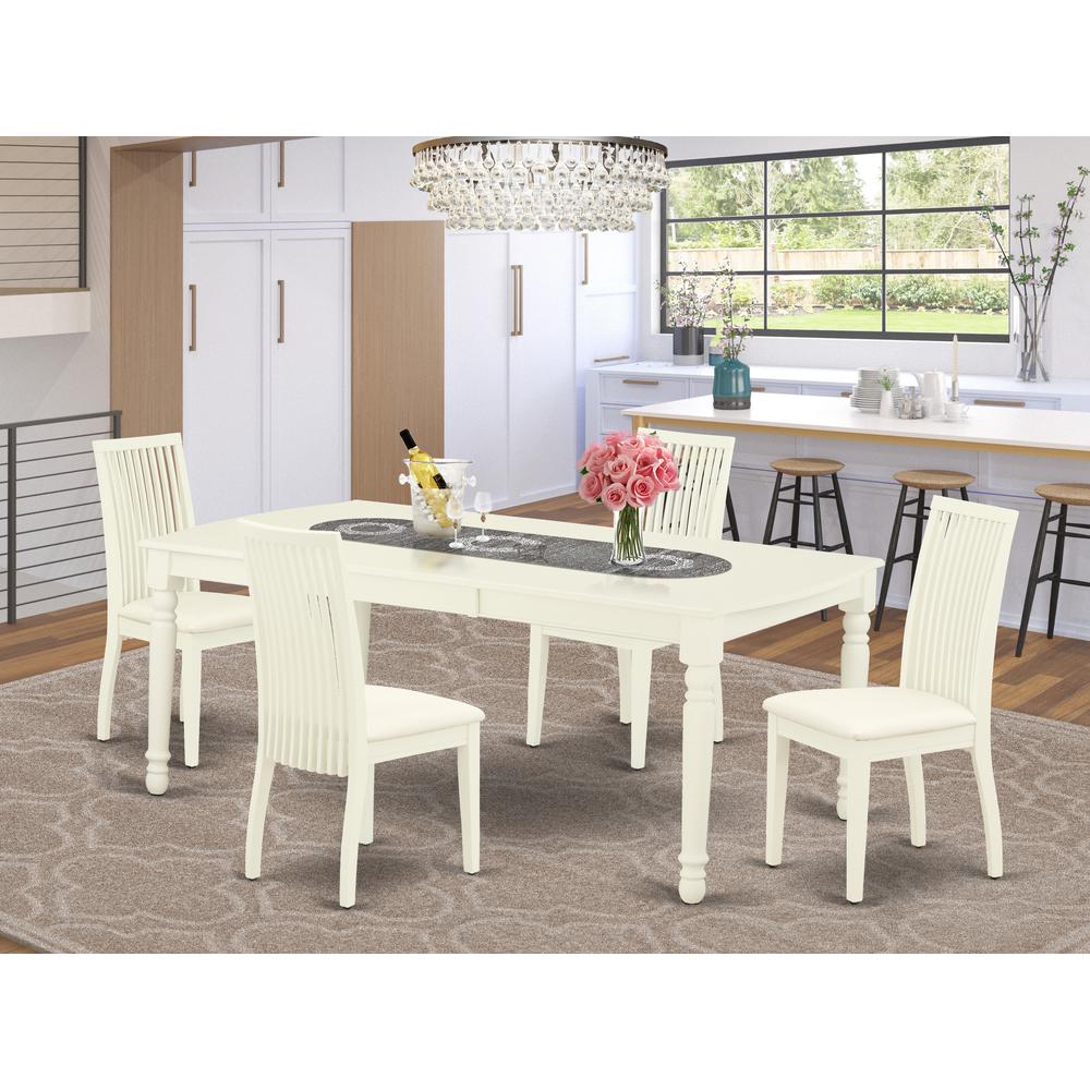Dining Room Set Linen White, DOIP5-LWH-C. Picture 2