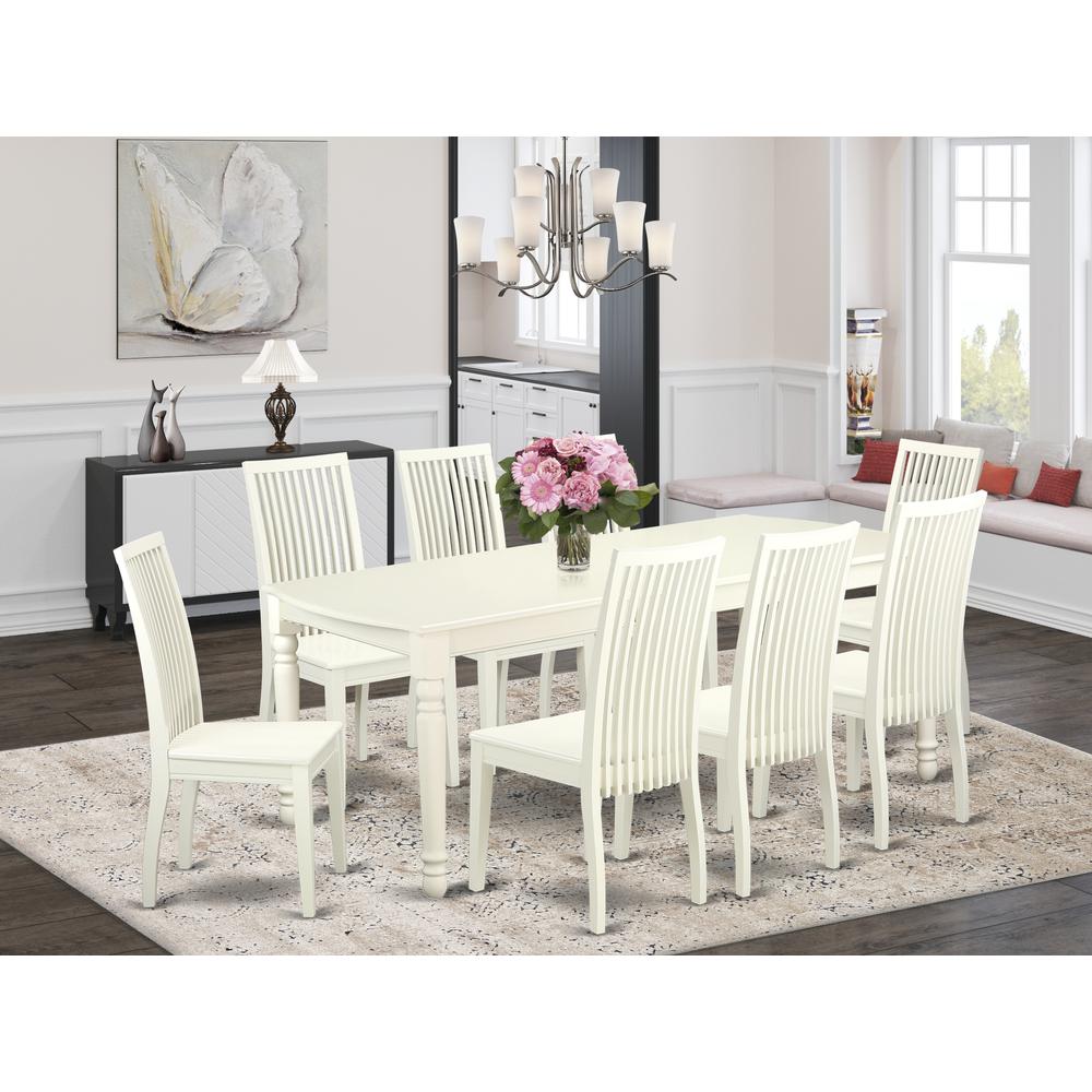 Dining Room Set Linen White, DOIP9-LWH-W. Picture 2