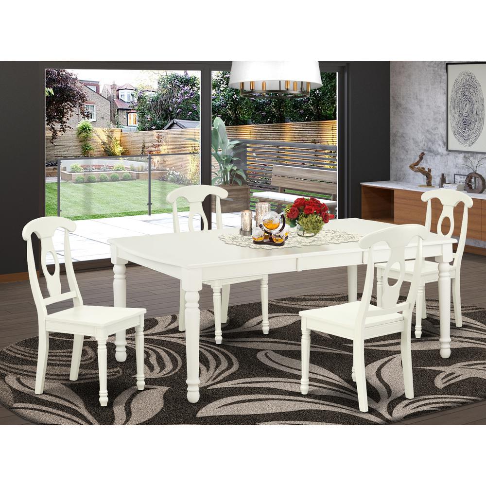 Dining Room Set Linen White, DOKE5-LWH-W. Picture 2