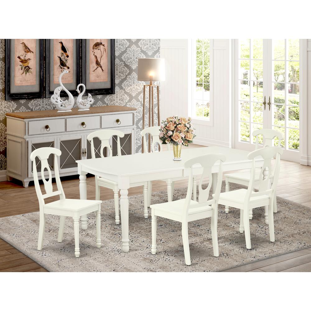 Dining Room Set Linen White, DOKE7-LWH-W. Picture 2