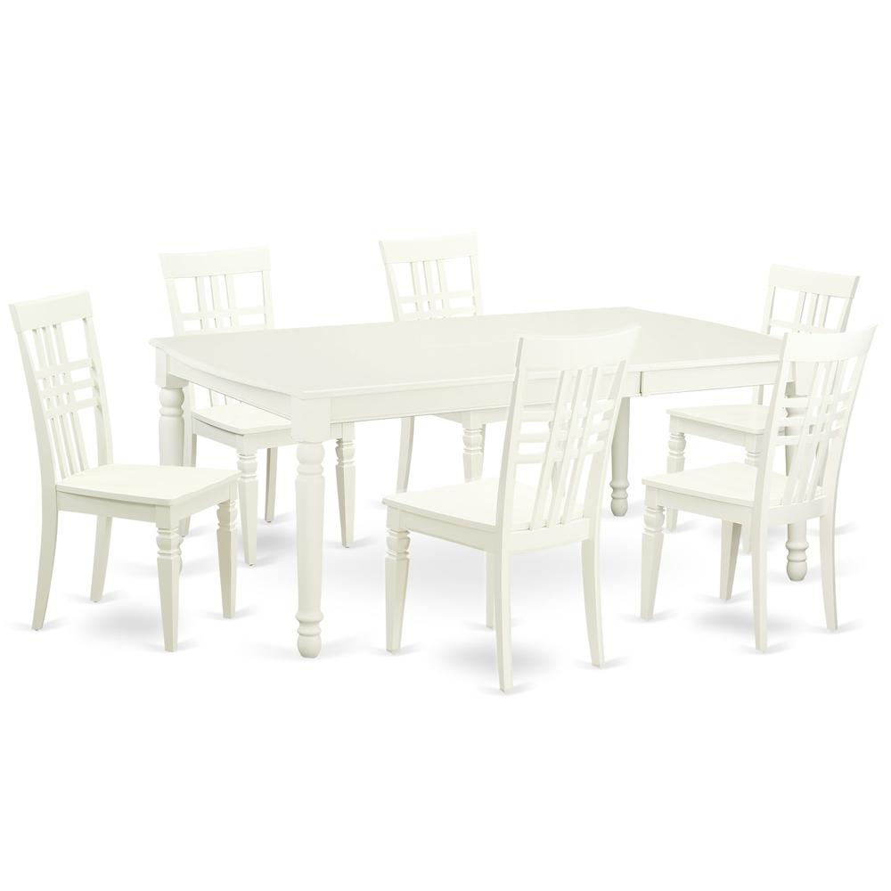 3  PcTable  and  chair  set  with  a  Dining  Table  and  6  Dining  Chairs  in  Linen  White. Picture 2