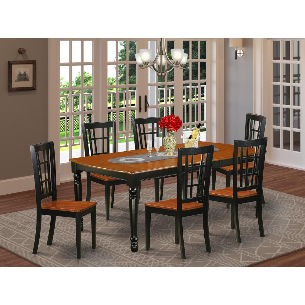 Dining Room Set Black & Cherry, DONI7-BCH-W. Picture 2