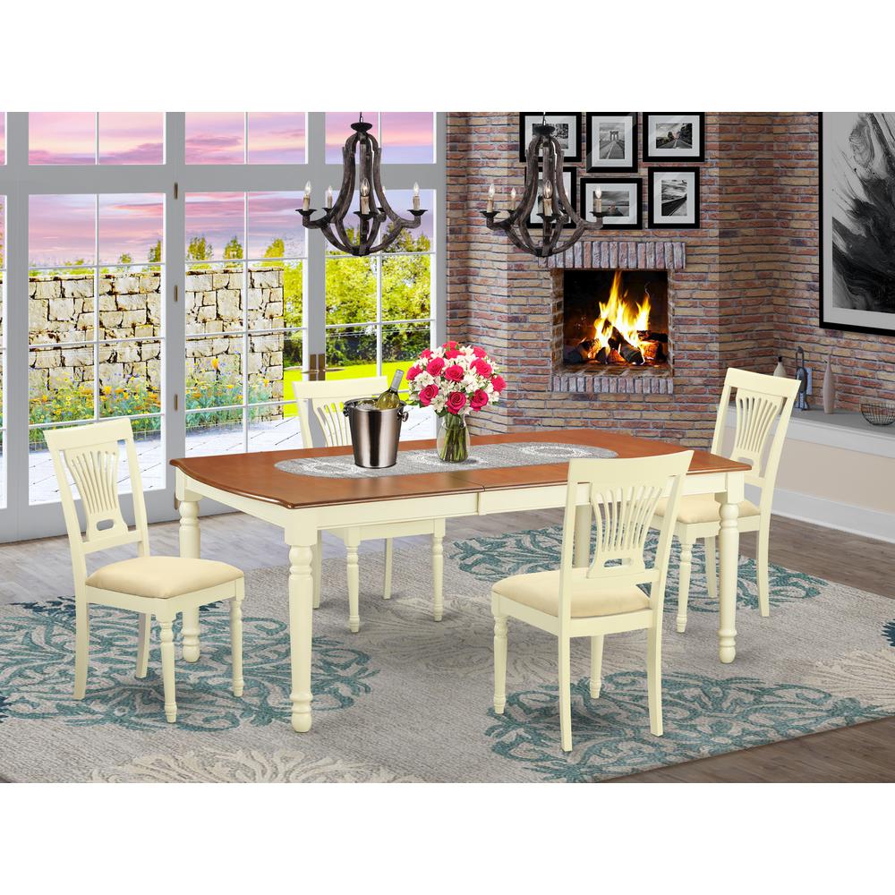 DOPL5-WHI-C 5 PC dinette Table set - Kitchen dinette Table and 4 Kitchen Chairs. Picture 2