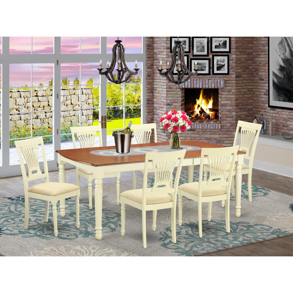DOPL7-WHI-C 7 Pc dinette set -Dining Table and 6 Dining Chairs. Picture 2