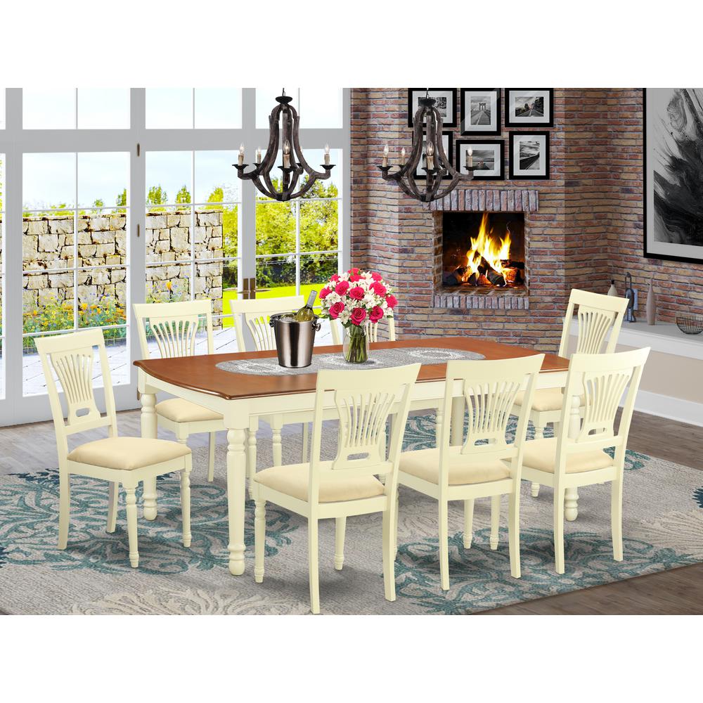 DOPL9-WHI-C 9 PcKitchen dinette set -Kitchen Table and 8 Dining Chairs. Picture 2