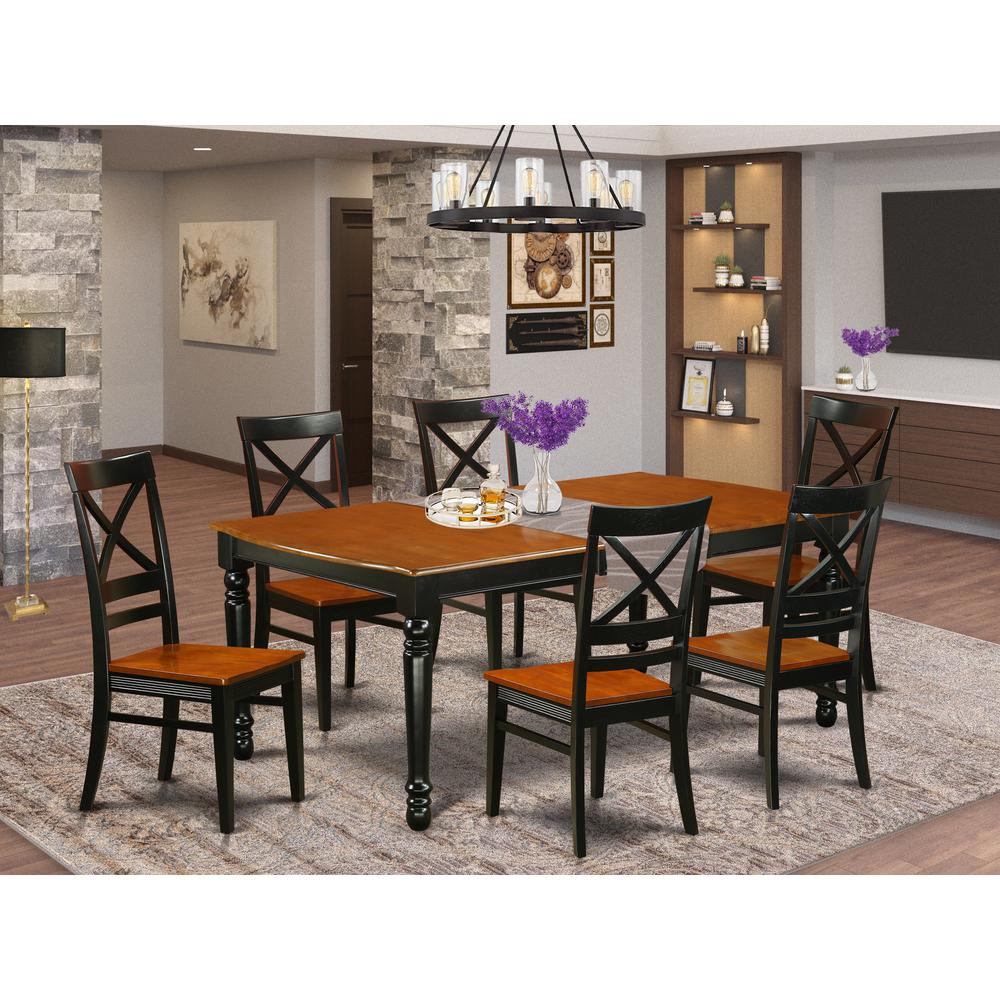 Dining Room Set Black & Cherry, DOQU7-BCH-W. Picture 2