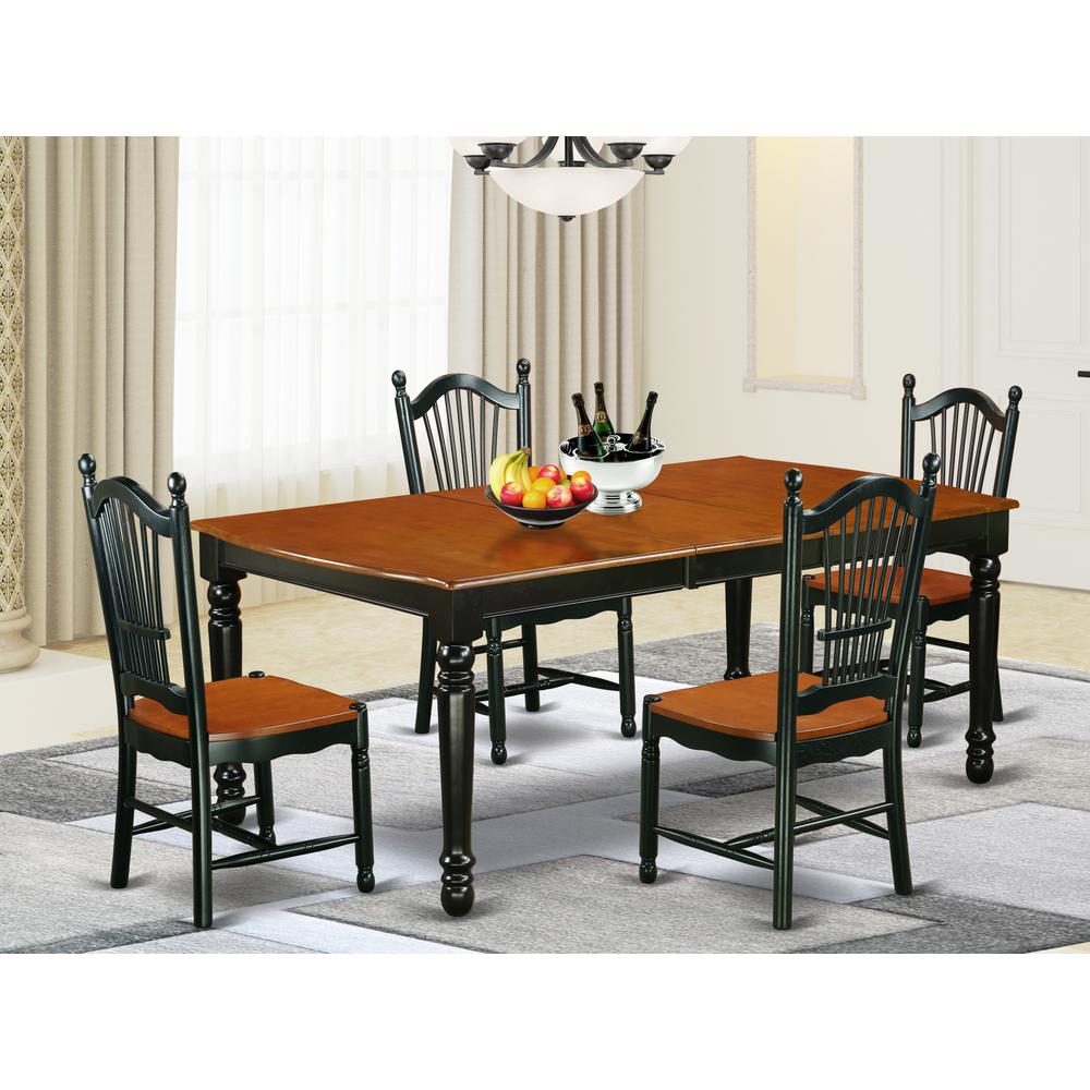 Dining Room Set Black & Cherry, DOVE5-BCH-W. Picture 2