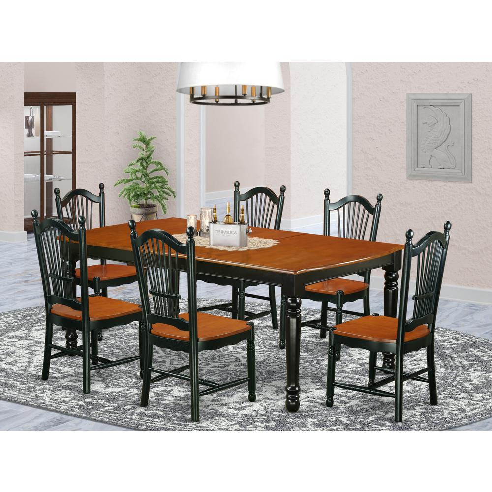 Dining Room Set Black & Cherry, DOVE7-BCH-W. Picture 2