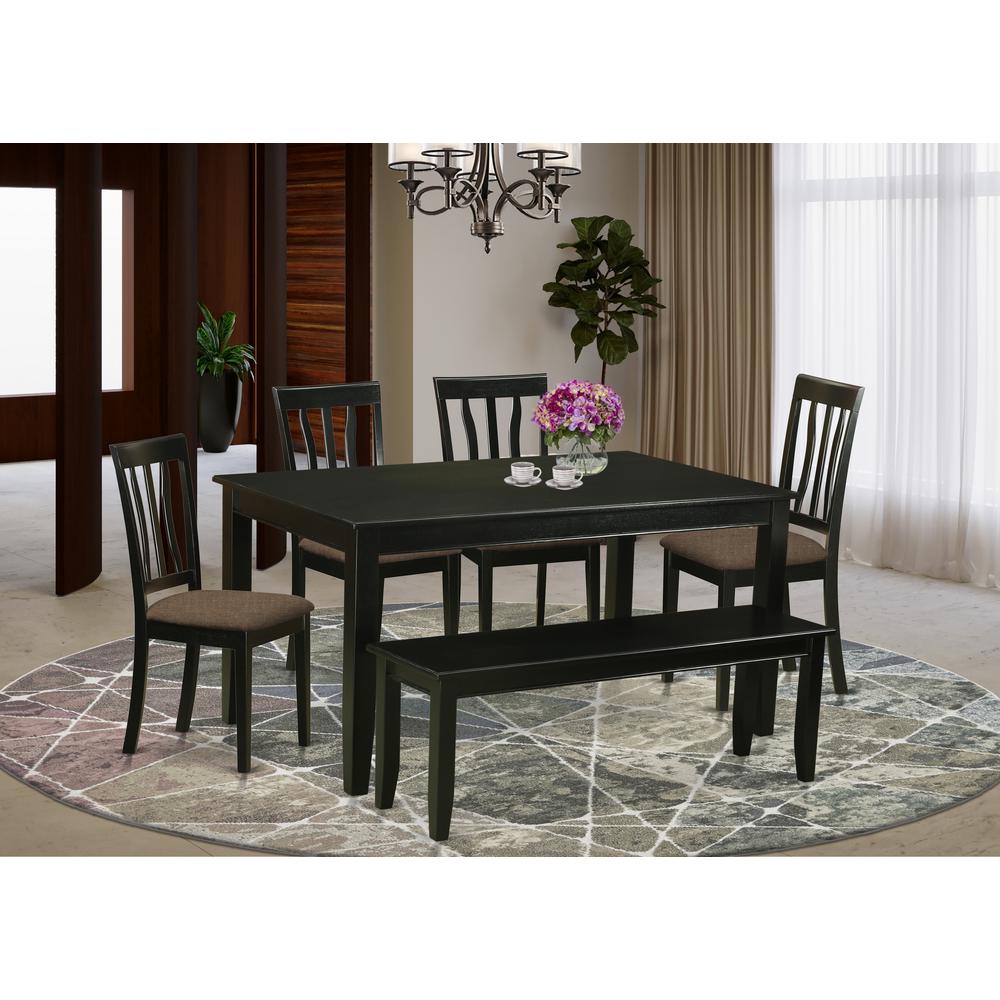 DUAN6-BLK-C 6 Pc Kitchen nook Dining set - Dinette Table and 4 Kitchen Dining Chairs in addition to Bench. Picture 2