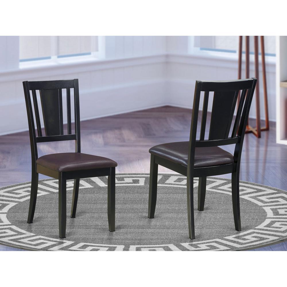 Dudley  Dining  Chair  with  Faux  Leather  upholstered  Seat  in  Black  Finish,  Set  of  2. Picture 1