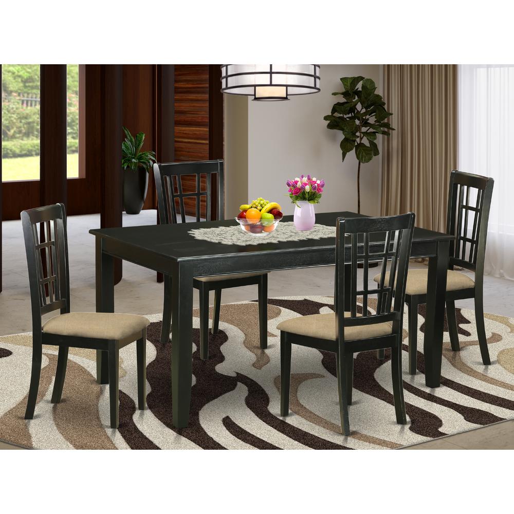 DUNI5-BLK-C 5 Pc dinette set - Kitchen dinette Table and 4 Kitchen Dining Chairs. Picture 2