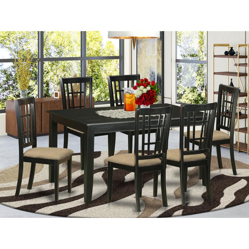 DUNI7-BLK-C 7 Pc Dining room set -Kitchen Table and 6 Dining Chairs. Picture 4