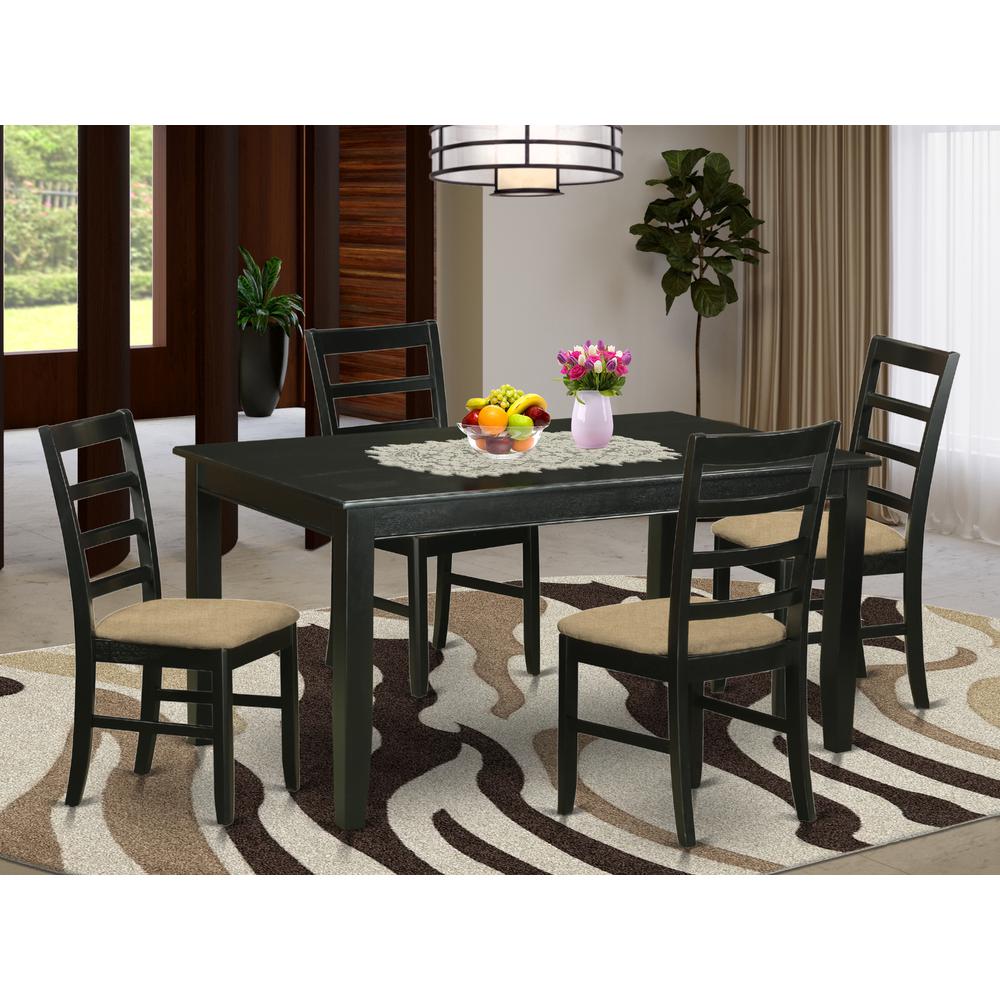 DUPF5-BLK-C 5 PcKitchen Table set for 4-Dining Table and 4 Kitchen Dining Chairs. Picture 2