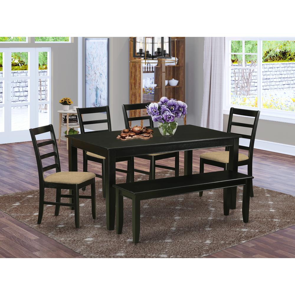 DUPF6-BLK-C 6 PC Dining room set - Dining Table and 4 Dining Chairs and also Bench. Picture 4