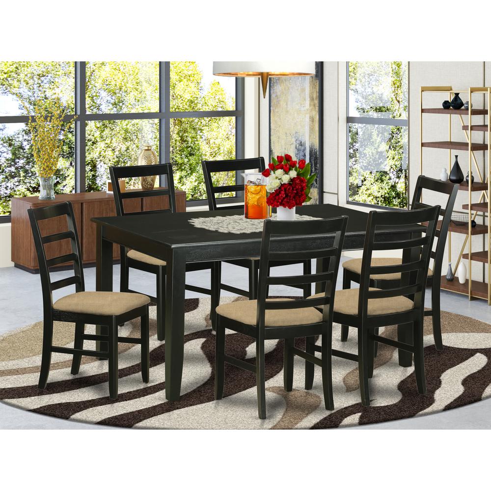 DUPF7-BLK-C 7 PC dinette Table set for 6-Kitchen Table and 6 Dining Chairs. Picture 4