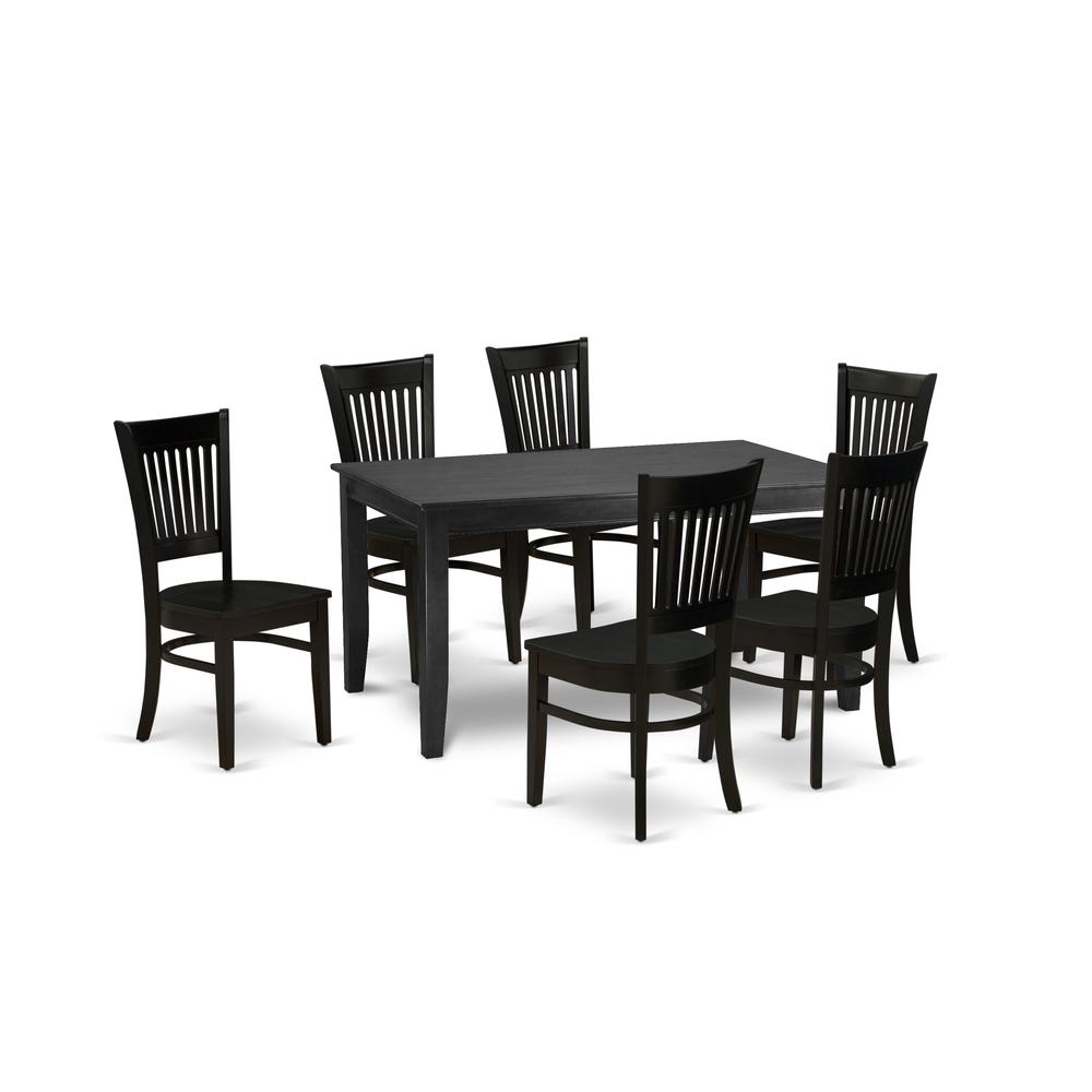 Dining Table- Dining Chairs, DUVA7-BLK-W. Picture 2