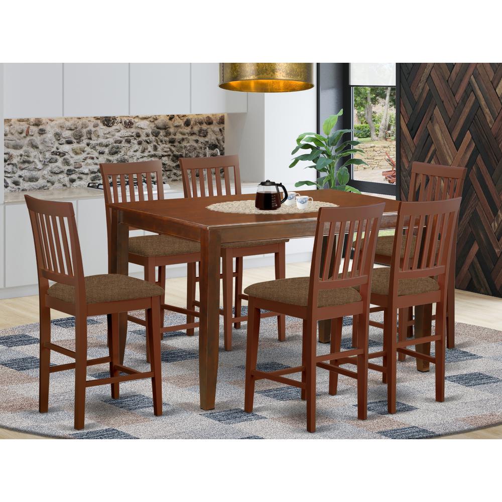 DUVN7H-MAH-C 7 Pc counter height Dining set- counter height Table and 6 Kitchen bar stool.. Picture 2