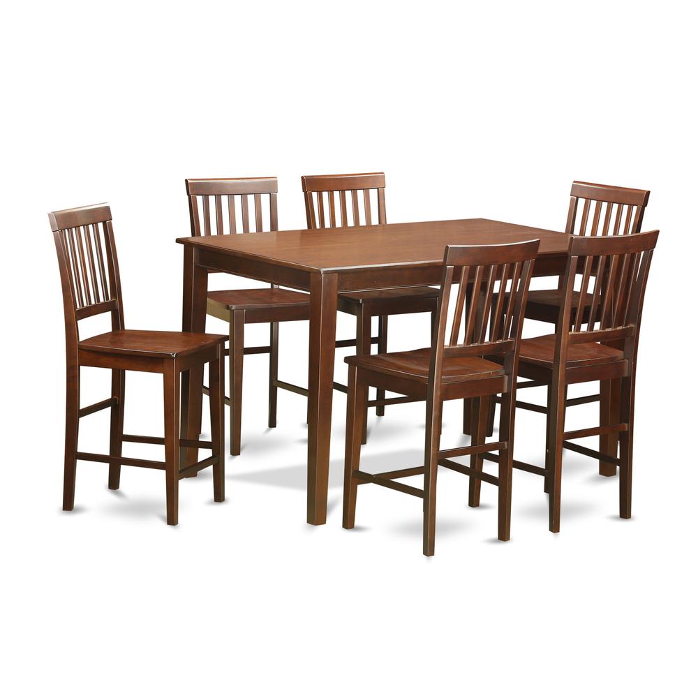 7 Pcs Counter Height Table Set-Pub Table And 6 Bar Stools. Picture 1