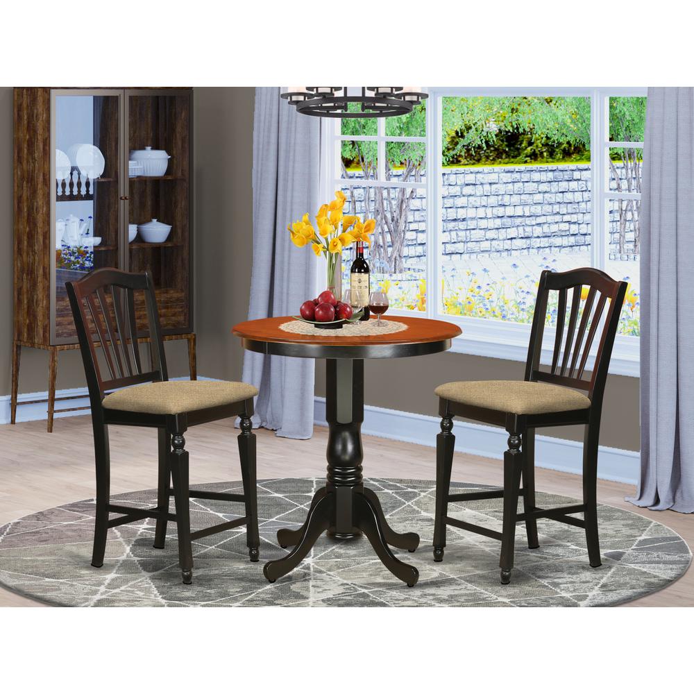 EDCH3-BLK-C 3 Pc counter height pub set - counter height Table and 2 Dining Chairs.. Picture 2