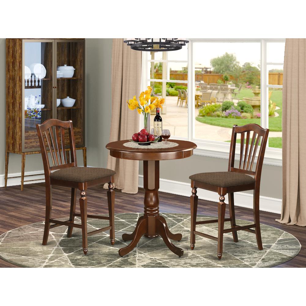 EDCH3-MAH-C 3 Pc pub Table set-pub Table and 2 Kitchen Dining Chairs.. Picture 2