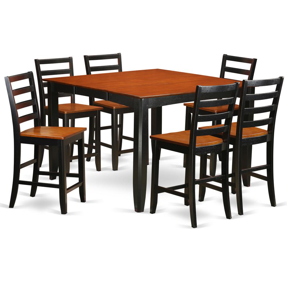 7  Pc  pub  Table  set-  Square  Counter  height  Table  and  6  Dining  Chairs. Picture 1