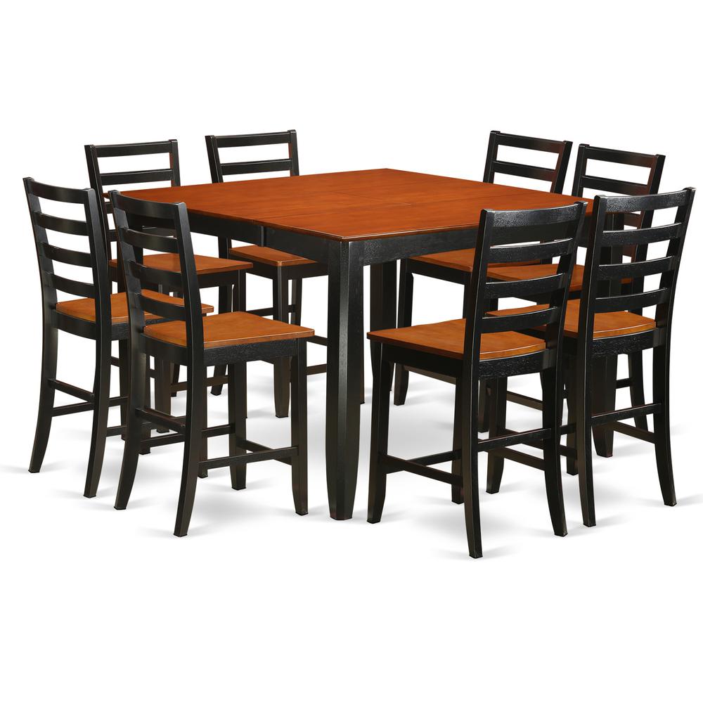 9  Pc  pub  Table  set-  Square  Counter  height  Table  and  8  Dining  Chairs. Picture 1