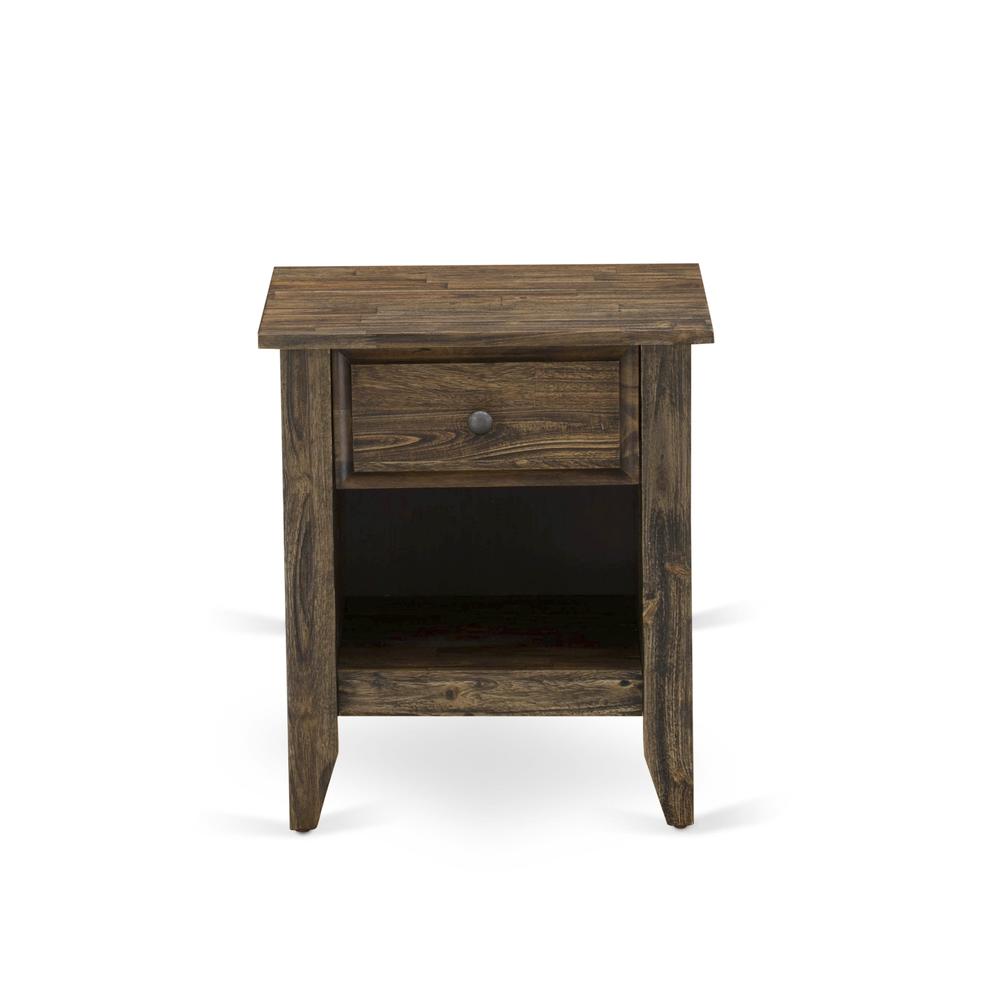 East West Furniture GA-07-ET Night stand For Bedroom with 1 Wooden Drawer, Stable and Sturdy Constructed - Distressed Jacobean Finish. Picture 2