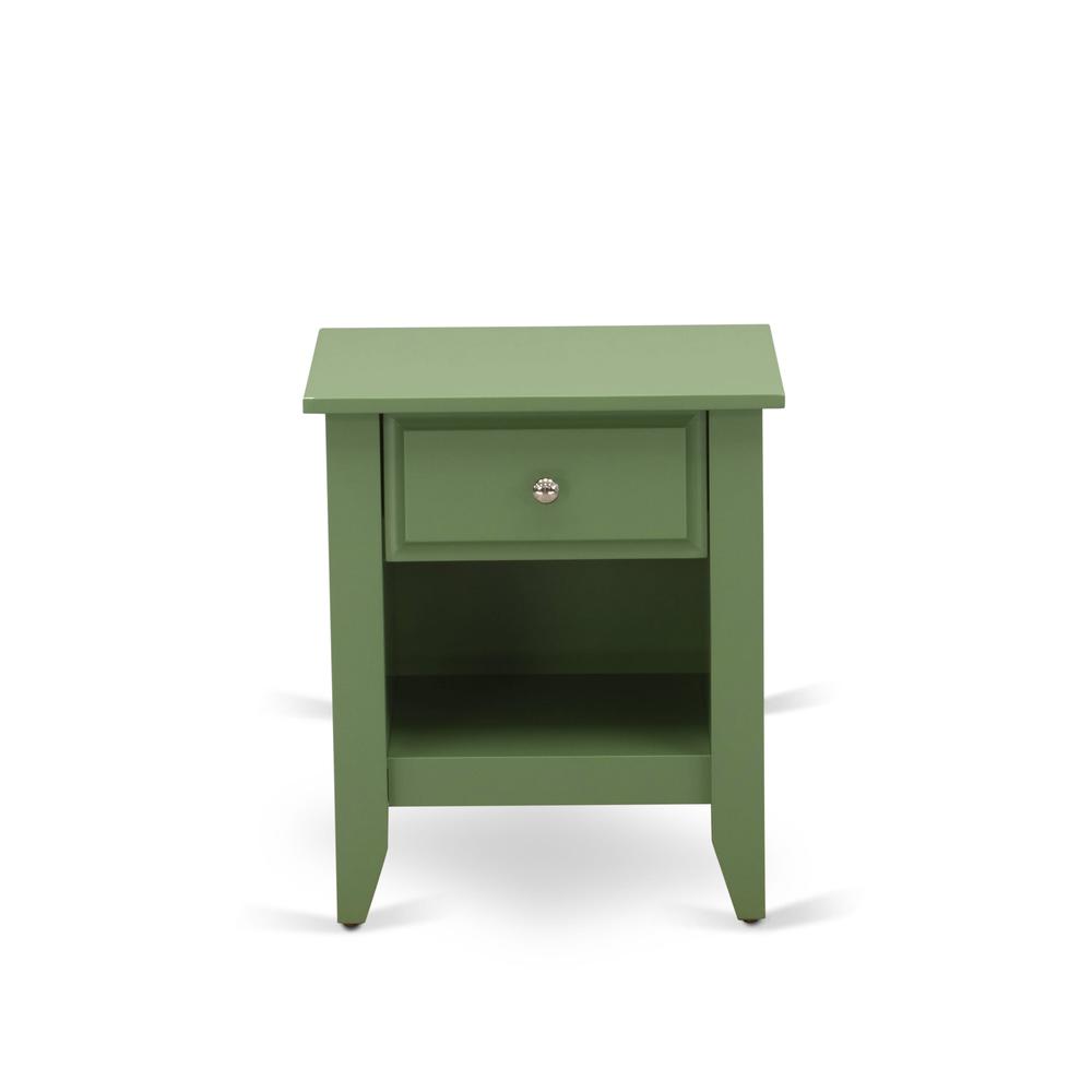 East West Furniture GA-12-ET Mid Century Night stand for Bedroom with 1 Wooden Drawer, Stable and Sturdy Constructed - Clover Green Finish. Picture 2