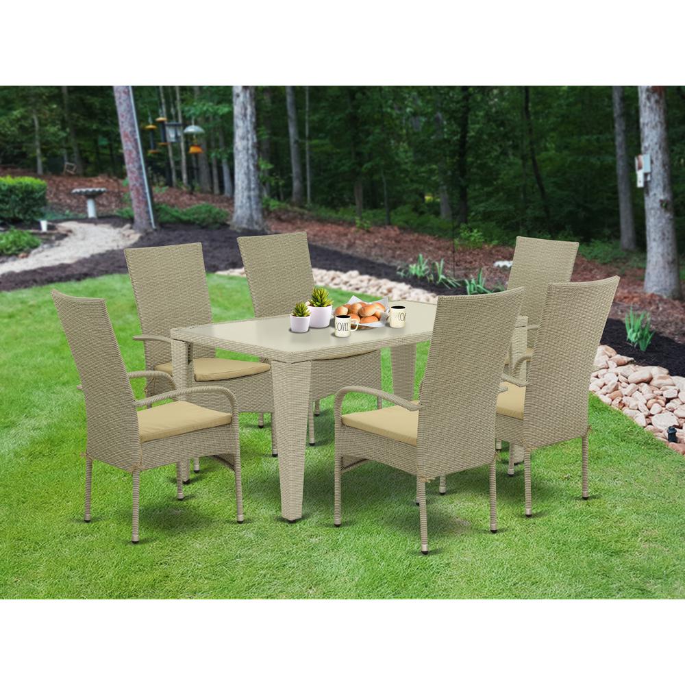 Wicker Patio Set Natural Linen, GUOS7-03A. Picture 2