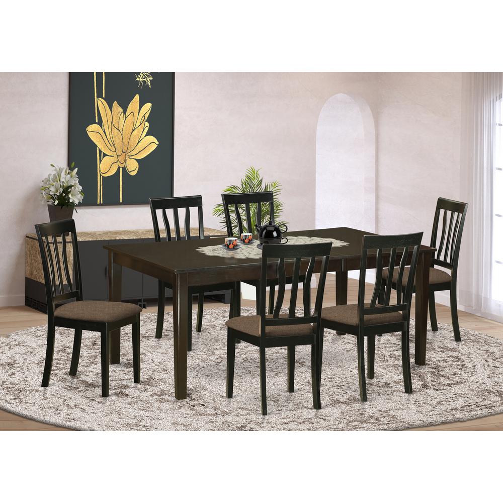 HEAN7-CAP-C 7 Pc Dining set-Dining Table with Leaf and 6 Kitchen Chairs.. Picture 2