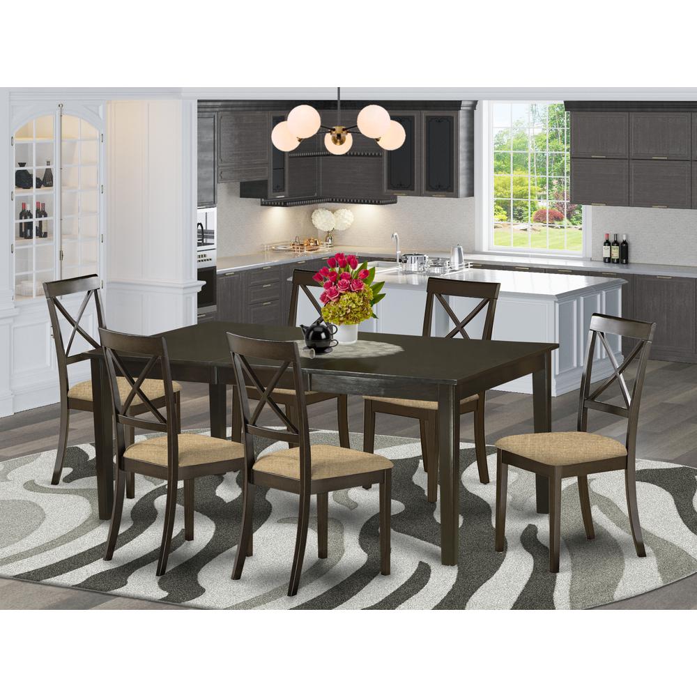 HEBO7-CAP-C 7 PC Dining room set-Table featuring Leaf and 6 Dinette Chairs.. Picture 2