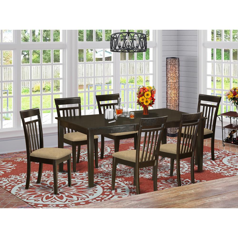 HECA7-CAP-C 7 Pc formal Dining room set-Dinette Table featuring Leaf and 6 Dining Chairs.. Picture 2