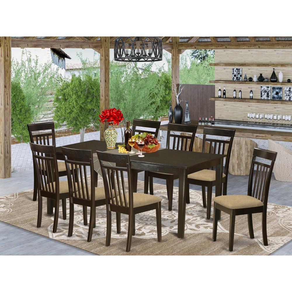 HECA9-CAP-C 9 PC Dining room set-Table with Leaf and 8 Dining Chairs.. Picture 2
