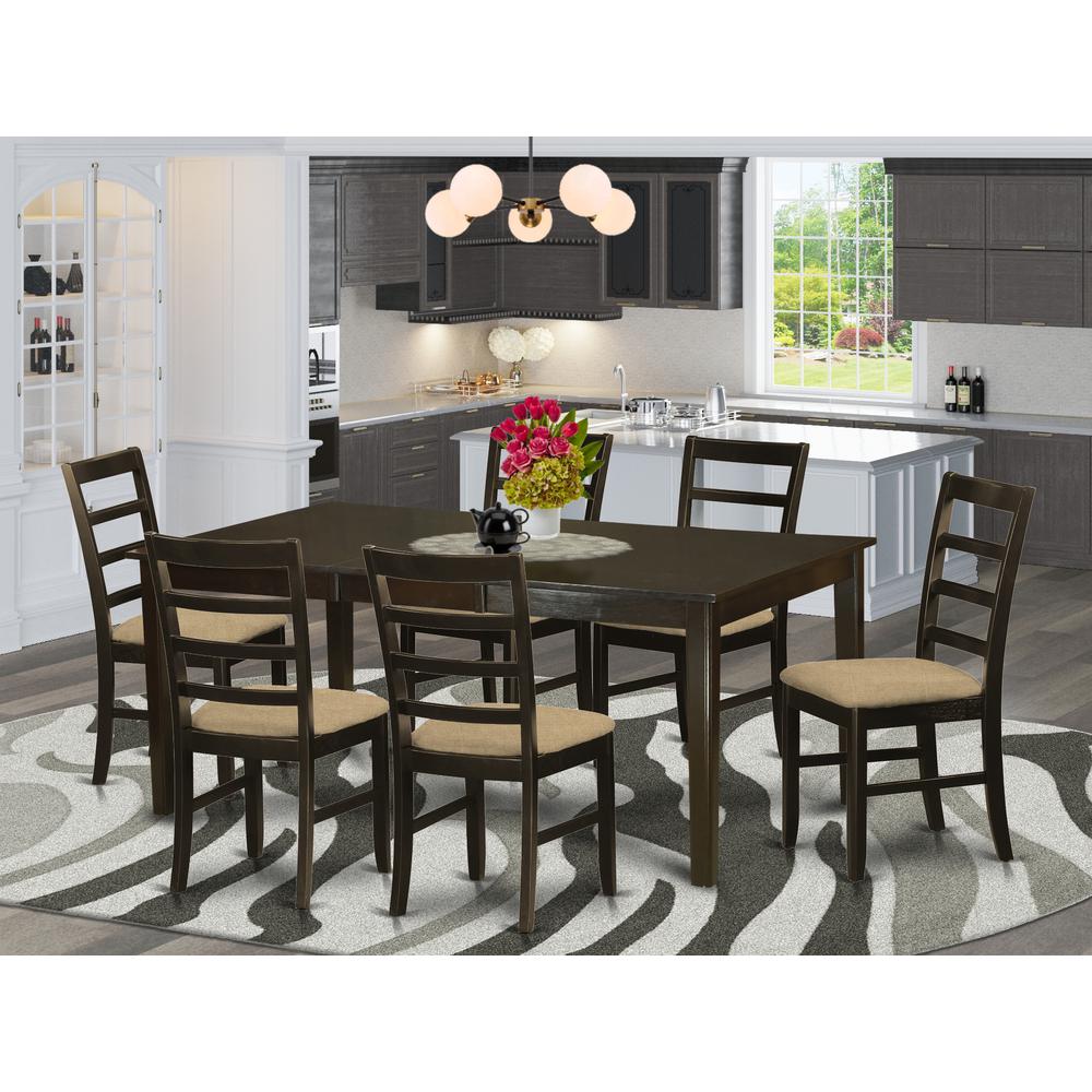 HEPF7-CAP-C 7 PC Dining room set-Dinette Table with Leaf and 6 Dining Chairs.. Picture 2