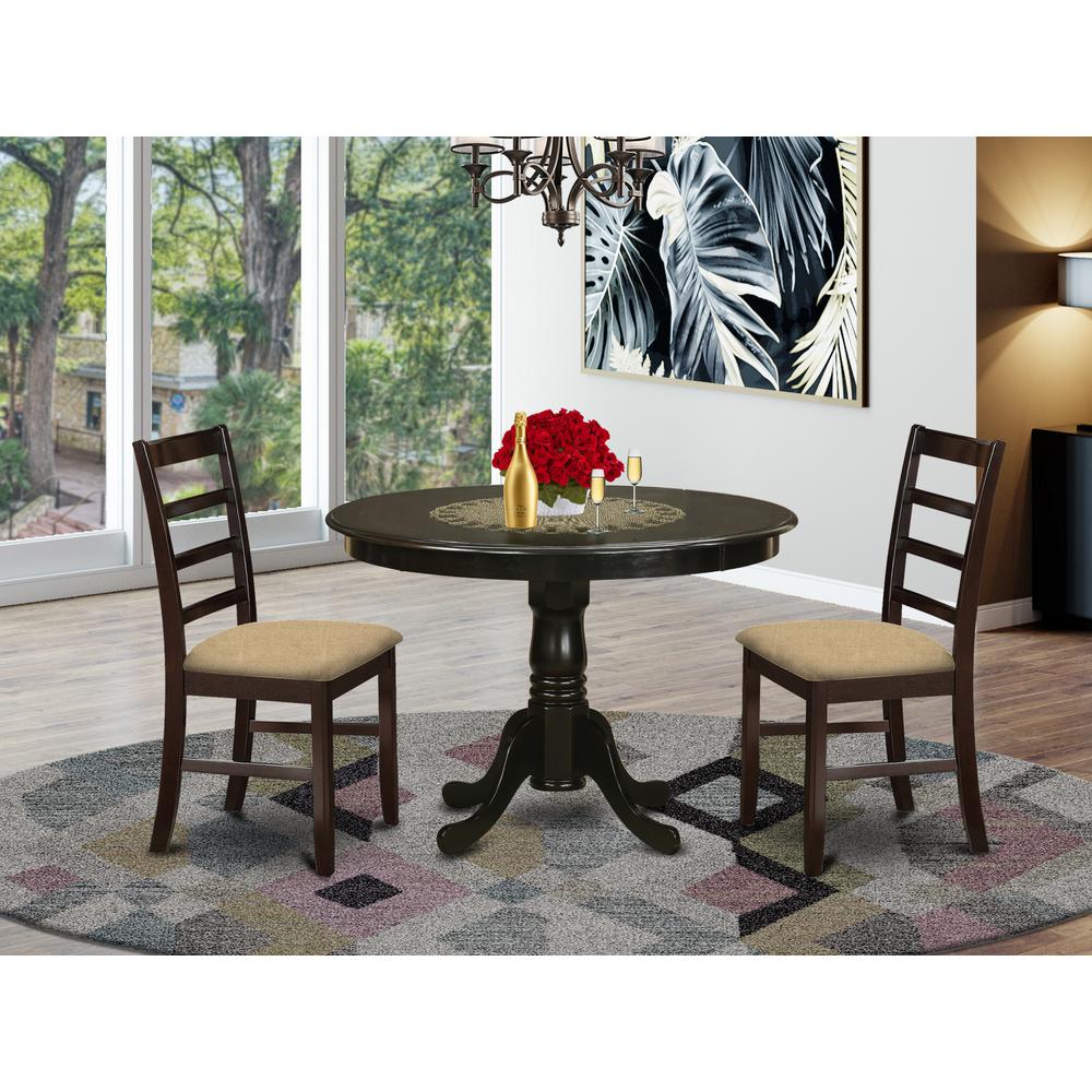 HLAN3-CAP-C 3 Pc Kitchen nook Dining set-round Kitchen Table and 2 slatted back Kitchen Chairs.. Picture 2