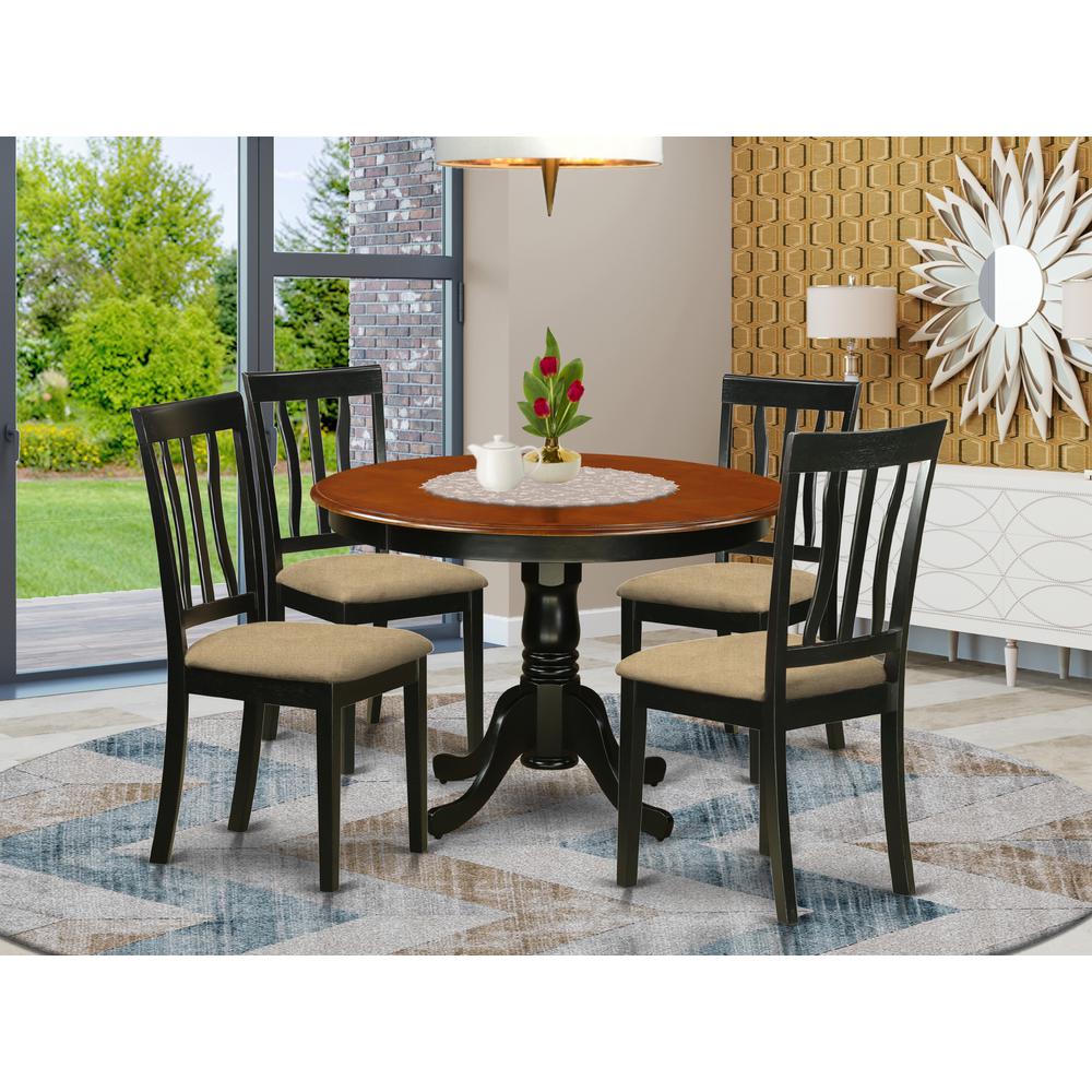 HLAN5-BCH-C 5 Pc set with a Dining Table and 4 Dinette Chairs in Black. Picture 2