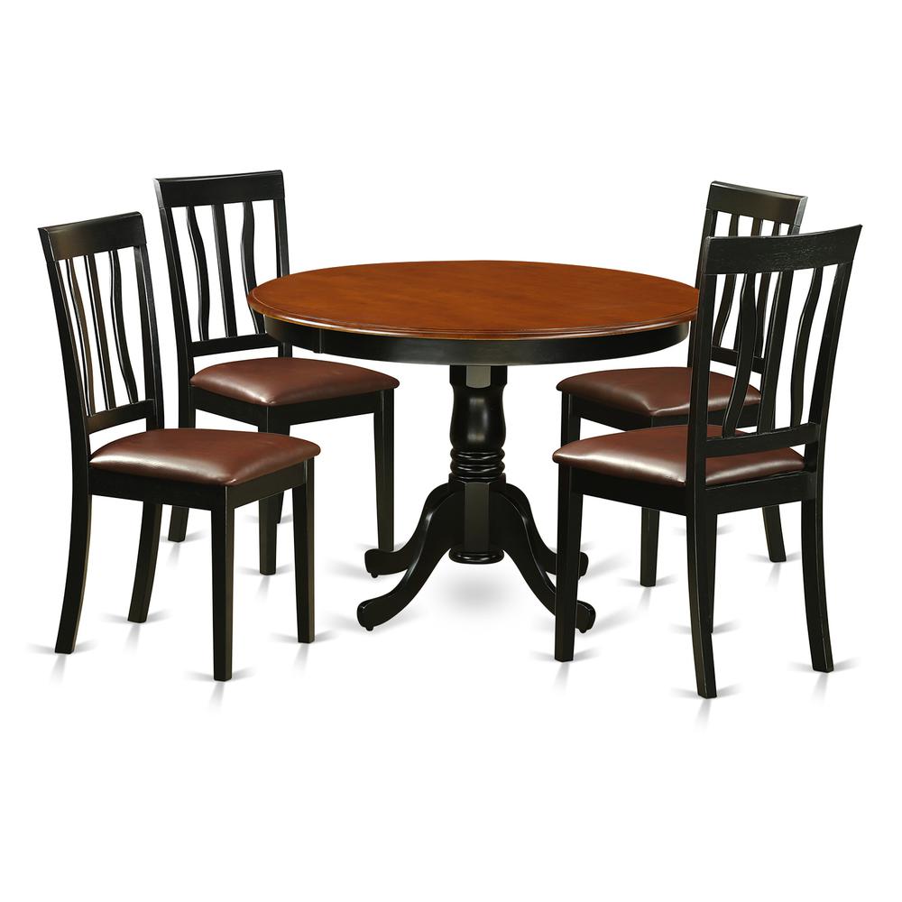 5  Pc  set  with  a  Round  Dinette  Table  and  4  Leather  Dinette  Chairs  in  Black. Picture 2